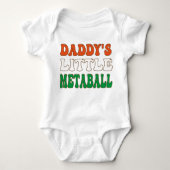 パパの小さなミートボールおもしろいパパイタリアンジョーク ベビーボディスーツ (正面)