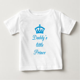 パパの小さな王子文字デザインと王冠 ベビーTシャツ