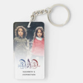 パパの息子と娘の引用文フォトコラージュの家族の名前 キーホルダー (裏面)