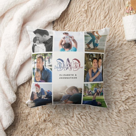 パパの息子と娘の引用文フォトコラージュの家族の名前 クッション (ブランケット)
