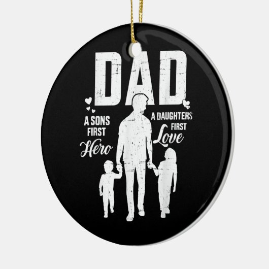 パパの息子の最初の娘は父の日を愛する セラミックオーナメント (左)