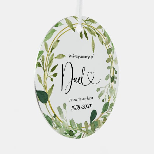 パパの愛する記憶の緑の幾何学的 メタルオーナメント (正面右)