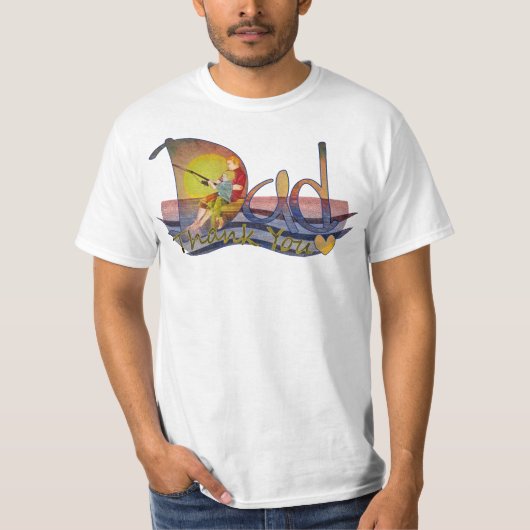 パパの文字の父および息子の魚釣りのTシャツありがとう Tシャツ (正面)