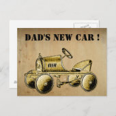 パパの新車！...ヴィンテージスタイルはがき ポストカード (正面/裏面)