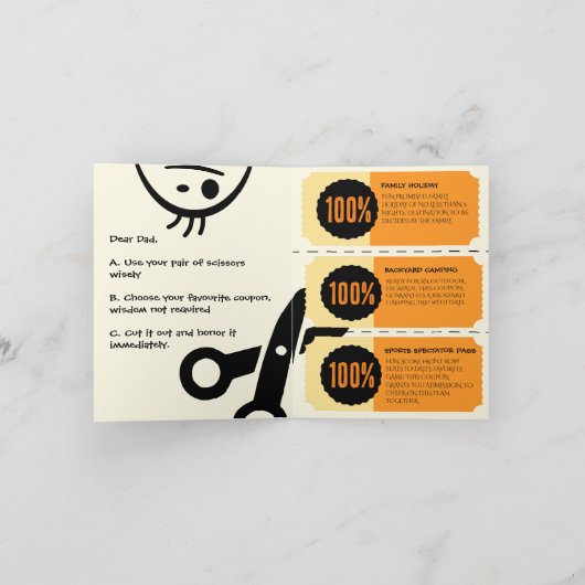 パパの日帰り:クーポンを使った父の日の挨拶 シーズンカード (内部)