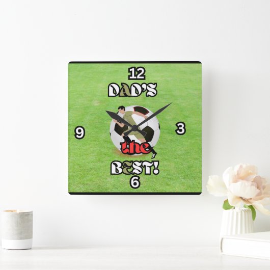 パパの最高のサッカーフィールドの正方形の壁時計 スクエア壁時計 (ホーム)