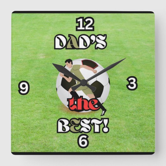 パパの最高のサッカーフィールドの正方形の壁時計 スクエア壁時計 (正面)
