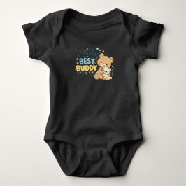 パパの最高の友達 かわいいベビーベアのTシャツデザイン ベビーボディスーツ