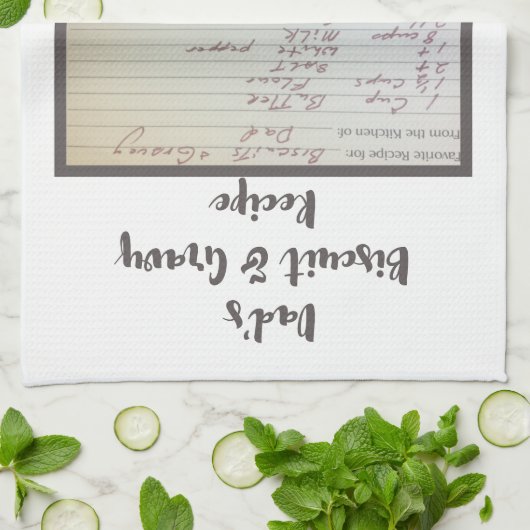 パパの有名なビスケット及びグレービーの手書きのレシピT キッチンタオル (折り畳み)