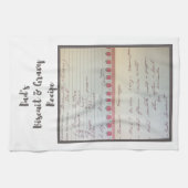 パパの有名なビスケット及びグレービーの手書きのレシピT キッチンタオル (横)