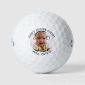 パパの未来キャディのパーソナライズ写真ゴルファーモダン ゴルフボール (正面)