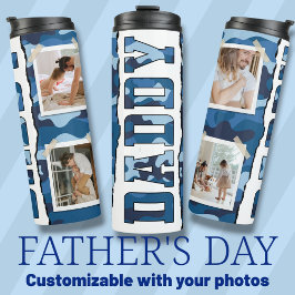 パパの父の日の写真カスタム青 タンブラー
