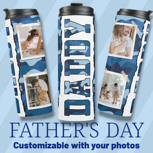 パパの父の日の写真カスタム青 タンブラー