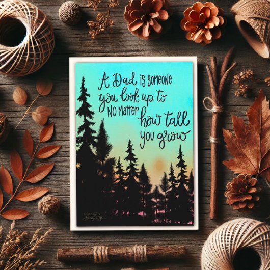 パパの父の日の木の感動的カードを見上げる カード