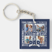 パパの父の日の言葉写真コラージュ海軍 キーホルダー (正面)