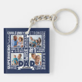 パパの父の日の言葉写真コラージュ海軍 キーホルダー (裏面)