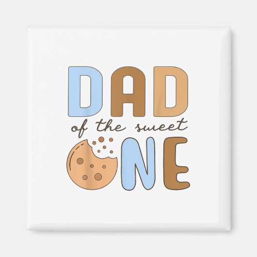 パパの甘い1クッキーとミルクの最初の誕生日 マグネット (正面)