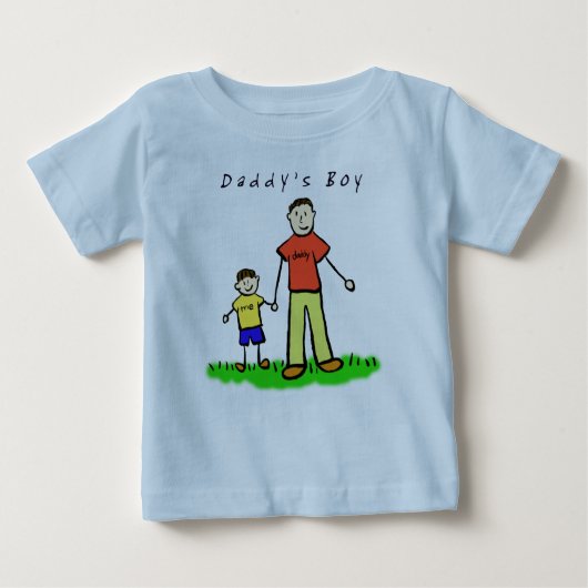 パパの男の子のTシャツ(ブルネットスケッチ両面) ベビーTシャツ (正面)