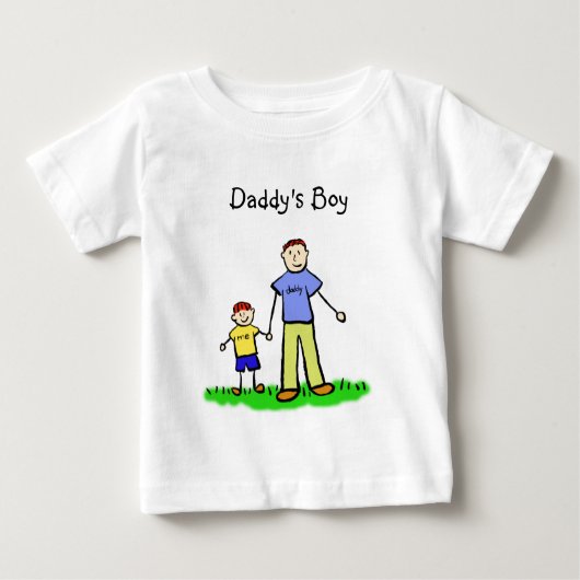 パパの男の子パーソナライズされた家族キャラクターシャツ ベビーTシャツ (正面)
