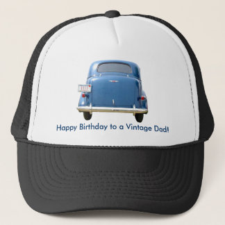 パパの誕生日のヴィンテージの青いChevyの帽子-あなたの名前! キャップ