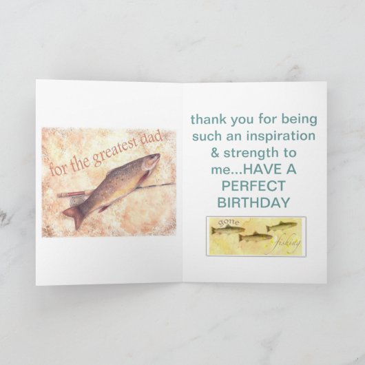 パパの誕生日の詩のマスの魚釣りの挨拶のため カード (内部)