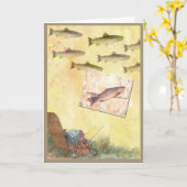 パパの誕生日の詩のマスの魚釣りの挨拶のため カード (黄色い花)