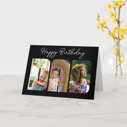 パパの誕生日カード写真コラージュ家族 カード (黄色い花)