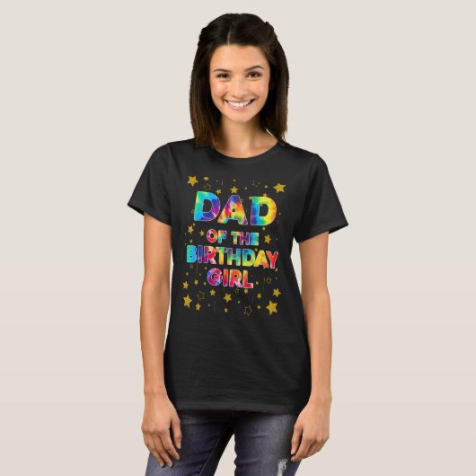 パパの誕生日ガールカラフル絞り染めBdayマット Tシャツ (正面フル)