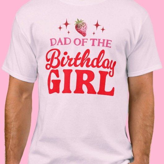 パパの誕生日ガールストロベリーピンクと赤 Tシャツ