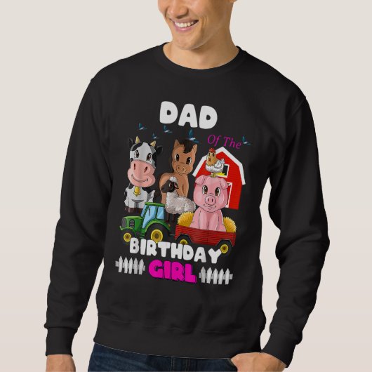パパの誕生日ガール納屋周囲の庭ファーム動物トラ スウェットシャツ (正面)