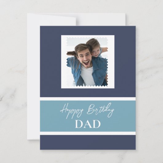 パパの誕生日パーソナライズされた写真 サンキューカード (正面)