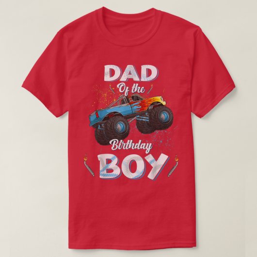 パパの誕生日ボーイモンスタートラックデイメンズパパ Tシャツ (デザイン正面)