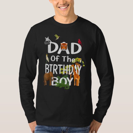 パパの誕生日ボーイ動物園テーマ動物パーティー Tシャツ (正面)