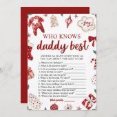 パパの赤ちゃんシャワー最高のゲームを知っているクリスマス 招待状 (正面/裏面)