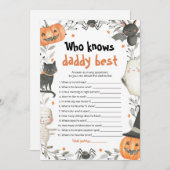 パパの赤ちゃんシャワー最高のゲームを知っているハロウィーン 招待状 (正面/裏面)