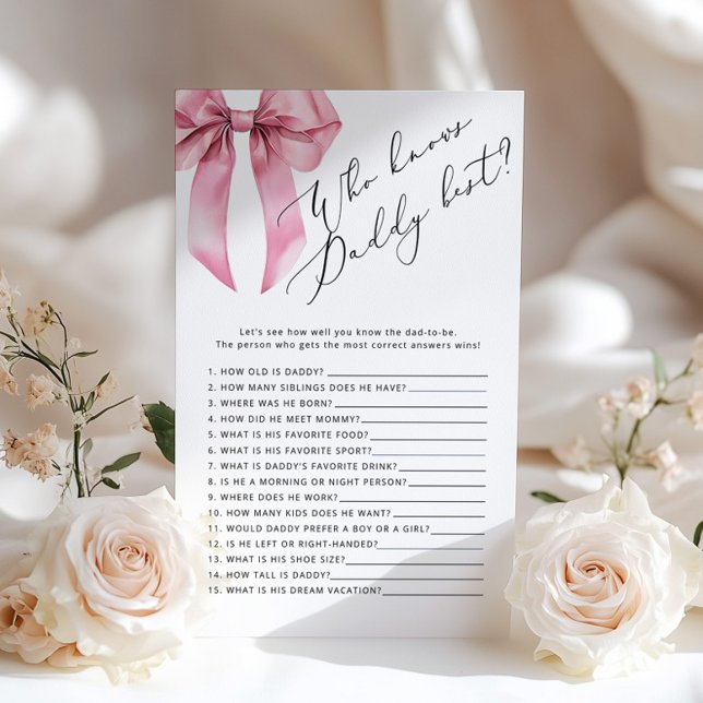 パパの赤ちゃんシャワー最高のゲームを知っているピンクボウ (クリエイターアップロード済み)