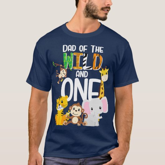 パパの野生と一動物園のテーマ誕生日 Tシャツ (正面)