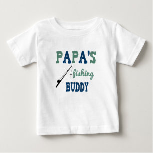 パパの魚釣りの相棒のベビーのティー(青い) ベビーTシャツ