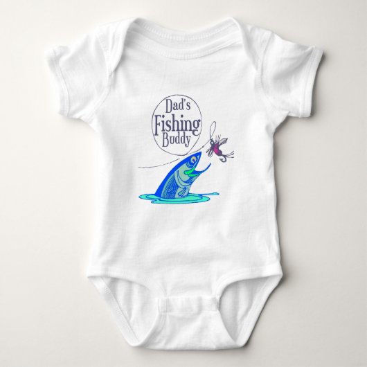 パパの魚釣りの相棒 ベビーボディスーツ (正面)