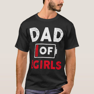 パパの2女の子のバッテリー低パパ父の日ギフト Tシャツ