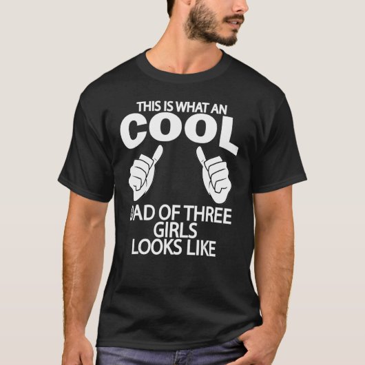 パパの3人の女の子の父親の3人の女の子のパパ Tシャツ (正面)