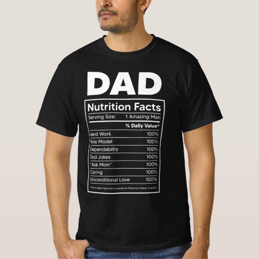 パパの「栄養ファクト」ラベル Tシャツ (正面)