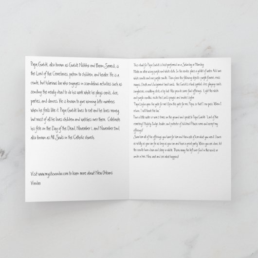 パパのGuedeのSamedi別名男爵のための儀式 カード (内部)