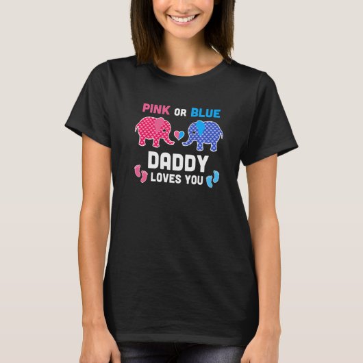 パパはあなたが好き ピンクかブルー 象の性別発表 Tシャツ (正面)