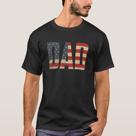 パパはっきりした愛国的アメリカ国旗の父の日パパ Tシャツ (正面)