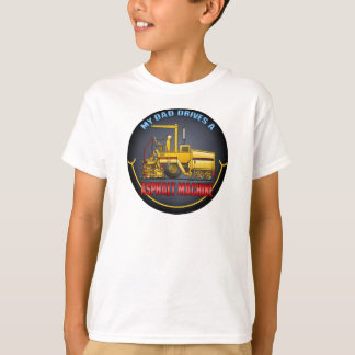 パパはアスファルト舗装機械子供のTシャツを運転します Tシャツ