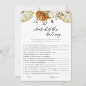 パパはカボチャ赤ちゃんシャワーゲームカードと言った シーズンカード (正面)