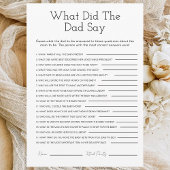 パパはミニマルな赤ちゃんシャワーのゲームを言った シーズンカード