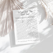 パパはミニマルな赤ちゃんシャワーのゲームを言った シーズンカード