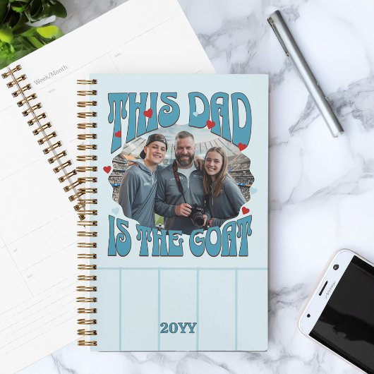 パパはヤギのフォトブルーレッドレトロ プランナー手帳